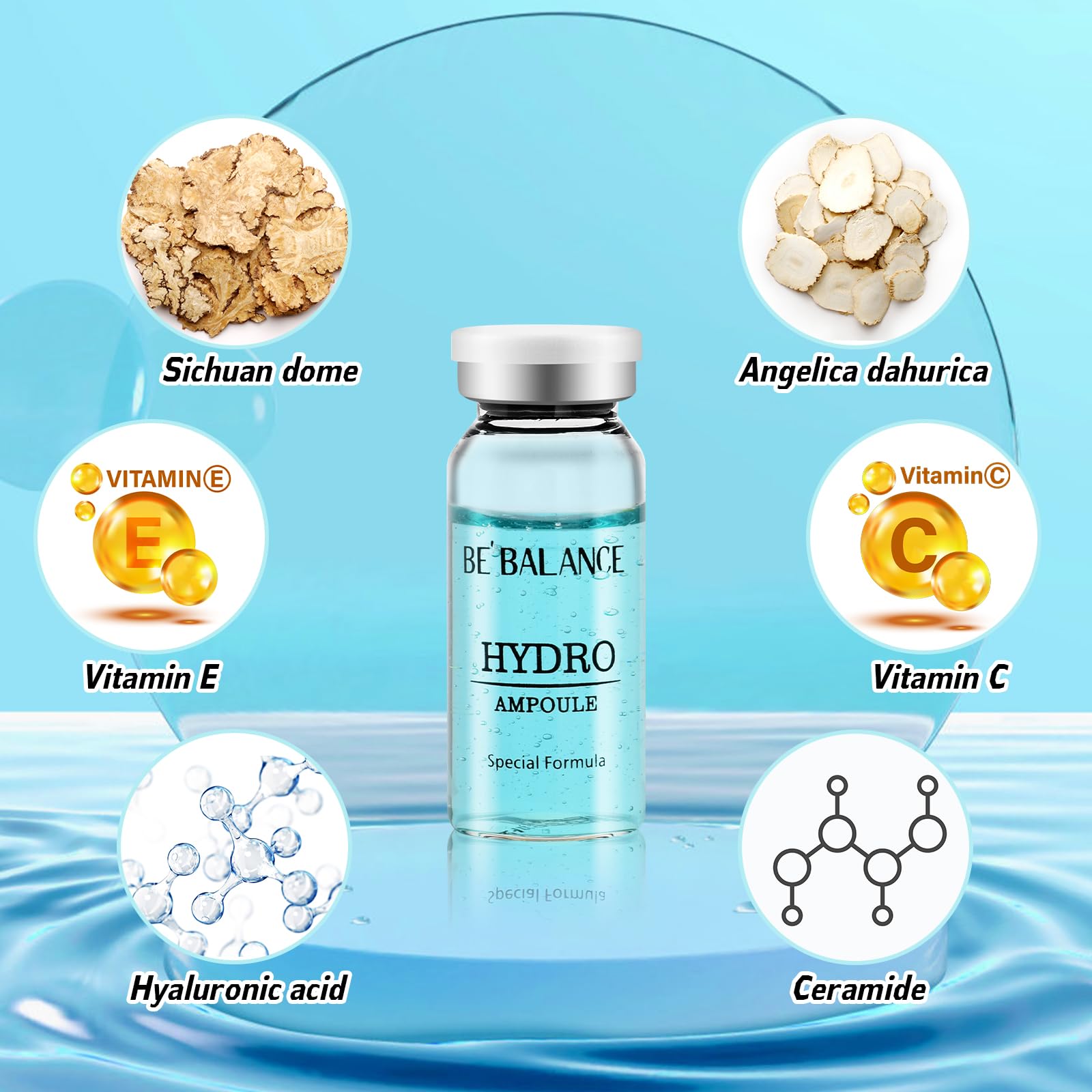 Hydro Ampoule-Korean Skin Care Serum for Microneedling Serum Ampoules for Face Starter Kit,dry effectivelyAll-purpose ampoule for Sensitive skin